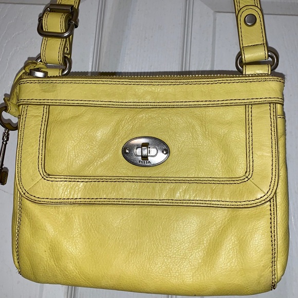 Fossil Crossbody Handbag Yellow Zipper I.D. Holder - Picture 2 of 8